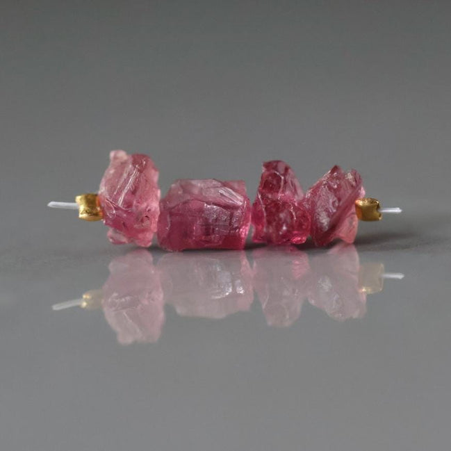 Pink Tourmaline Beads Raw Rough Nuggets 4 PCs Genuine Gemstone Beads DIY Jewelry Making Gift October Birthstone