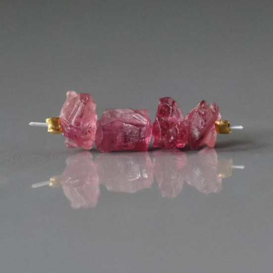 Pink Tourmaline Beads Raw Rough Nuggets 4 PCs Genuine Gemstone Beads DIY Jewelry Making Gift October Birthstone