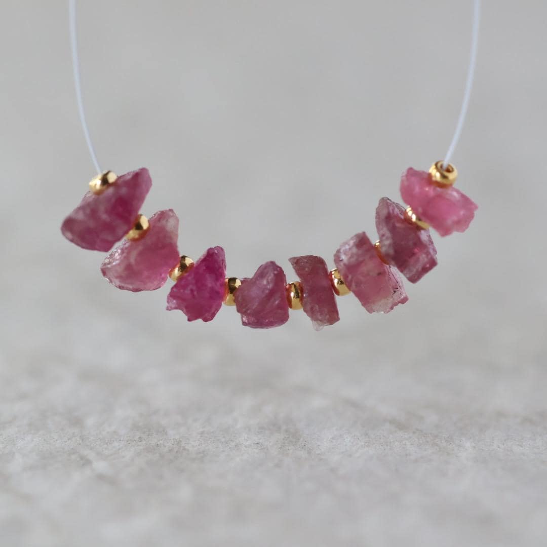 Pink Tourmaline Beads Raw Rough Nuggets 8 PCs Genuine Gemstone Beads DIY Jewelry Making Gift October Birthstone