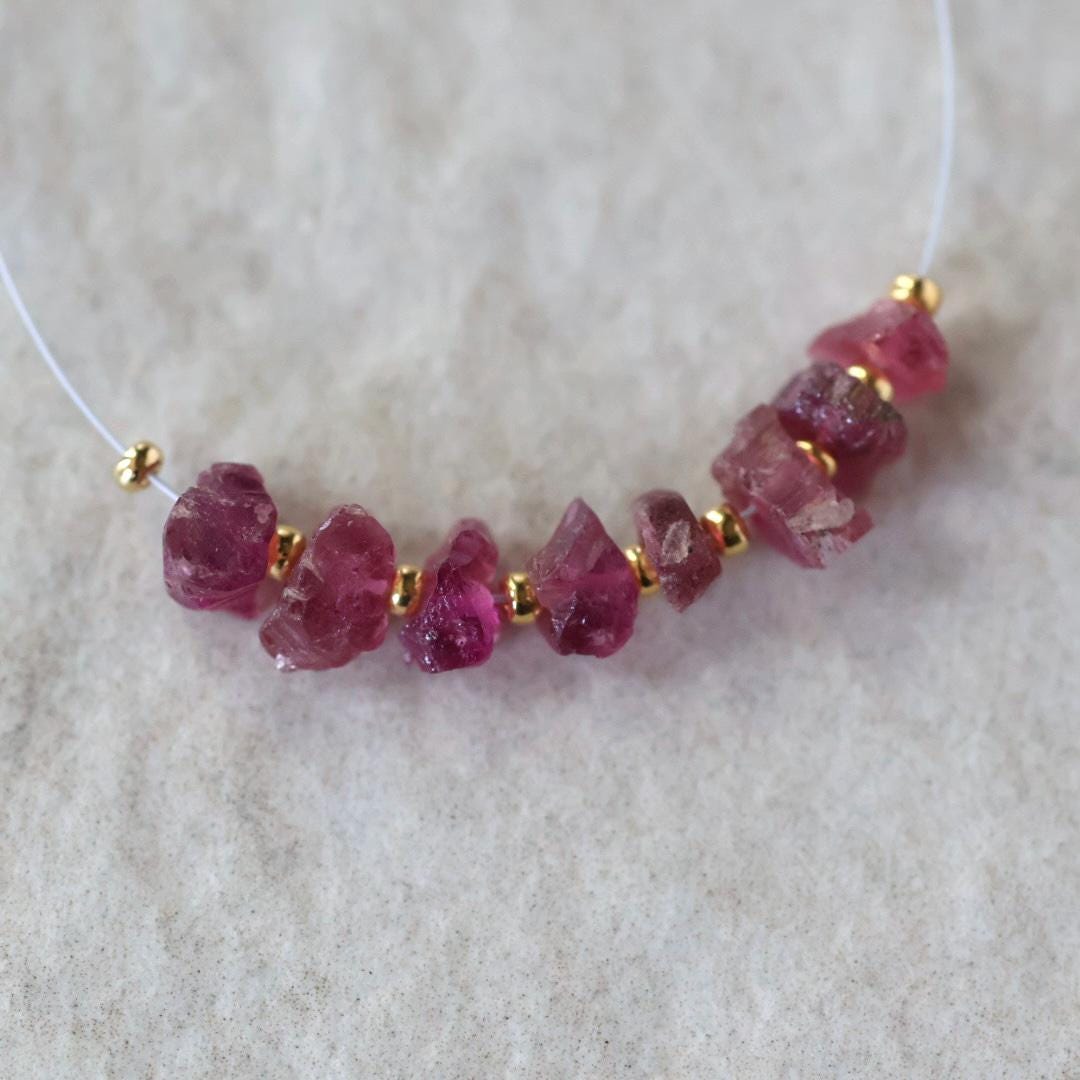 Pink Tourmaline Beads Raw Rough Nuggets 8 PCs Genuine Gemstone Beads DIY Jewelry Making Gift October Birthstone