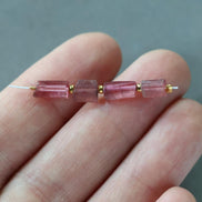 Pink Tourmaline Tube Beads Sticks 4 PCs Genuine Gemstone Beads DIY Jewelry Making Gift October Birthstone