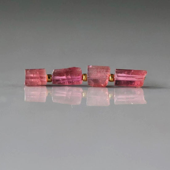 Pink Tourmaline Tube Beads Sticks 4 PCs Genuine Gemstone Beads DIY Jewelry Making Gift October Birthstone