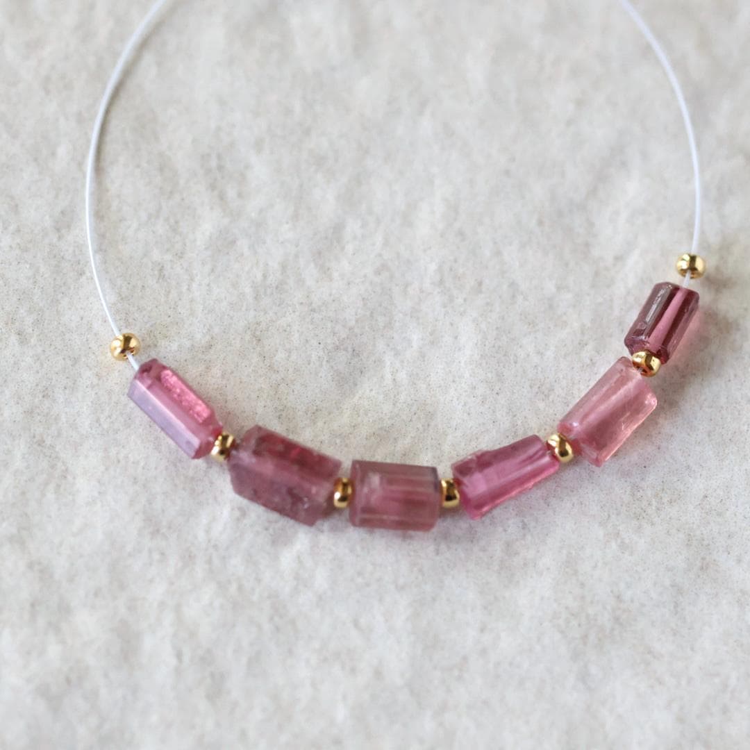 Pink Tourmaline Tube Beads Sticks 6 PCs Natural Gemstone for DIY Jewelry Making Supplies Earrings