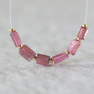 Pink Tourmaline Tube Beads Sticks 6 PCs Natural Gemstone for DIY Jewelry Making Supplies Earrings