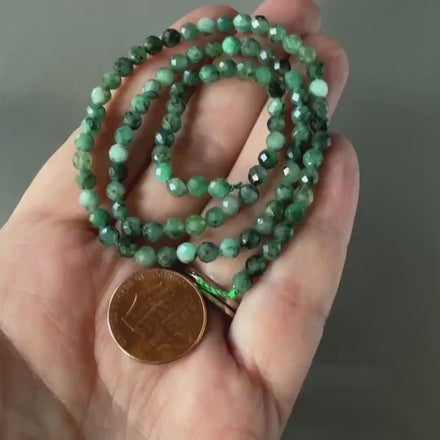 4mm Natural Emerald Beads Faceted 15