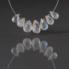4x8mm Rainbow Moonstone Beads - Faceted Drops Natural Gemstone 7 Pcs