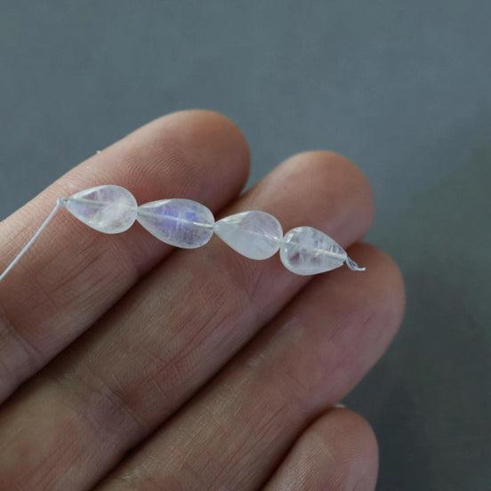 Rainbow Moonstone Teardrop Beads Smooth 4 PCs Gemstone Beads for Jewelry Making DIY Necklace Earrings June Birthstone