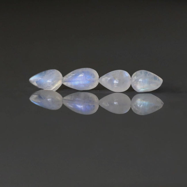 Rainbow Moonstone Teardrop Beads Smooth 4 PCs Gemstone Beads for Jewelry Making DIY Necklace Earrings June Birthstone
