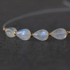 Rainbow Moonstone Teardrop Beads Smooth Oval 4 PCs Natural Gemstone for DIY Jewelry Making