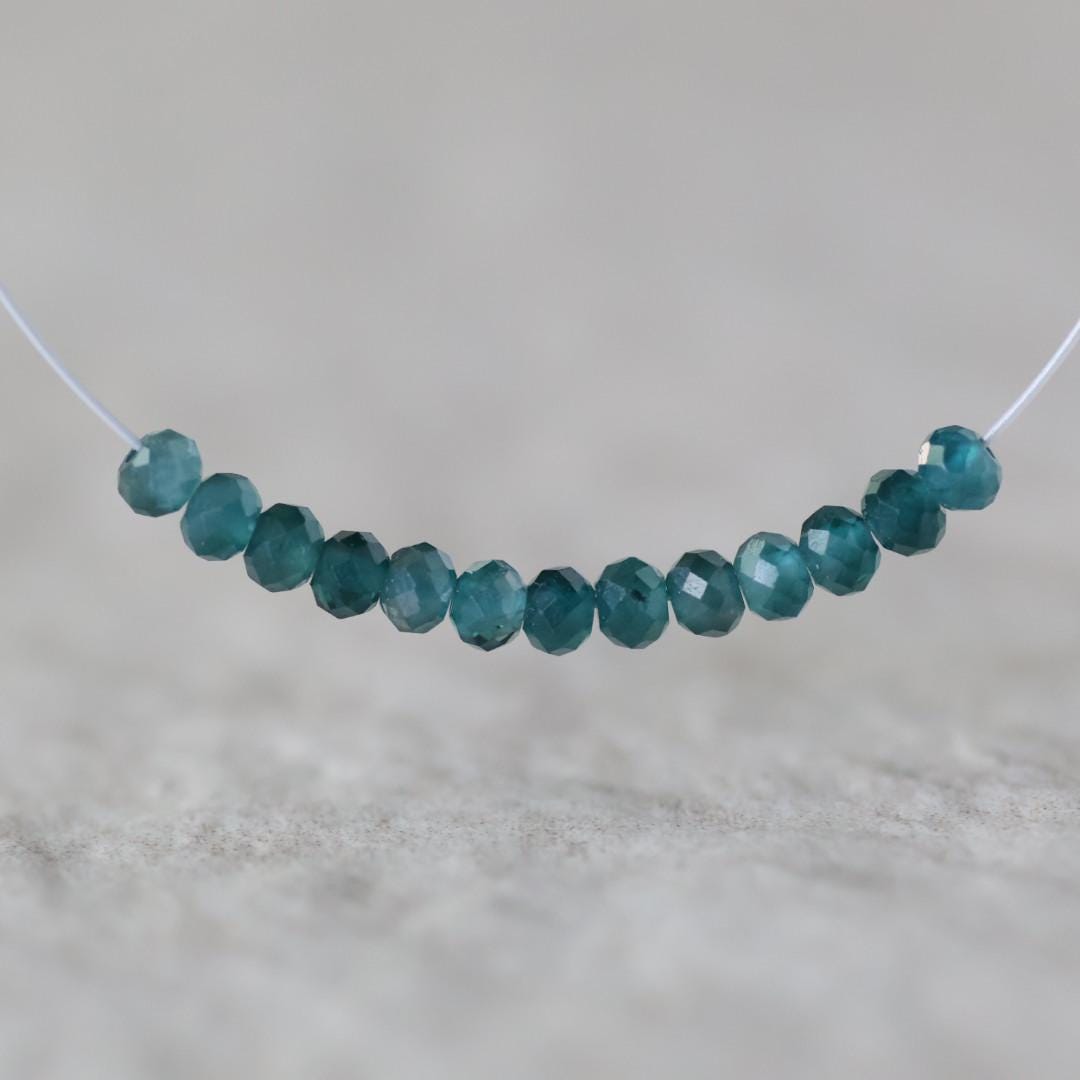 Rare 2.5mm AAA Grandidierite Faceted Beads Rondelle 1" Teal Gemstone for DIY Jewelry Making