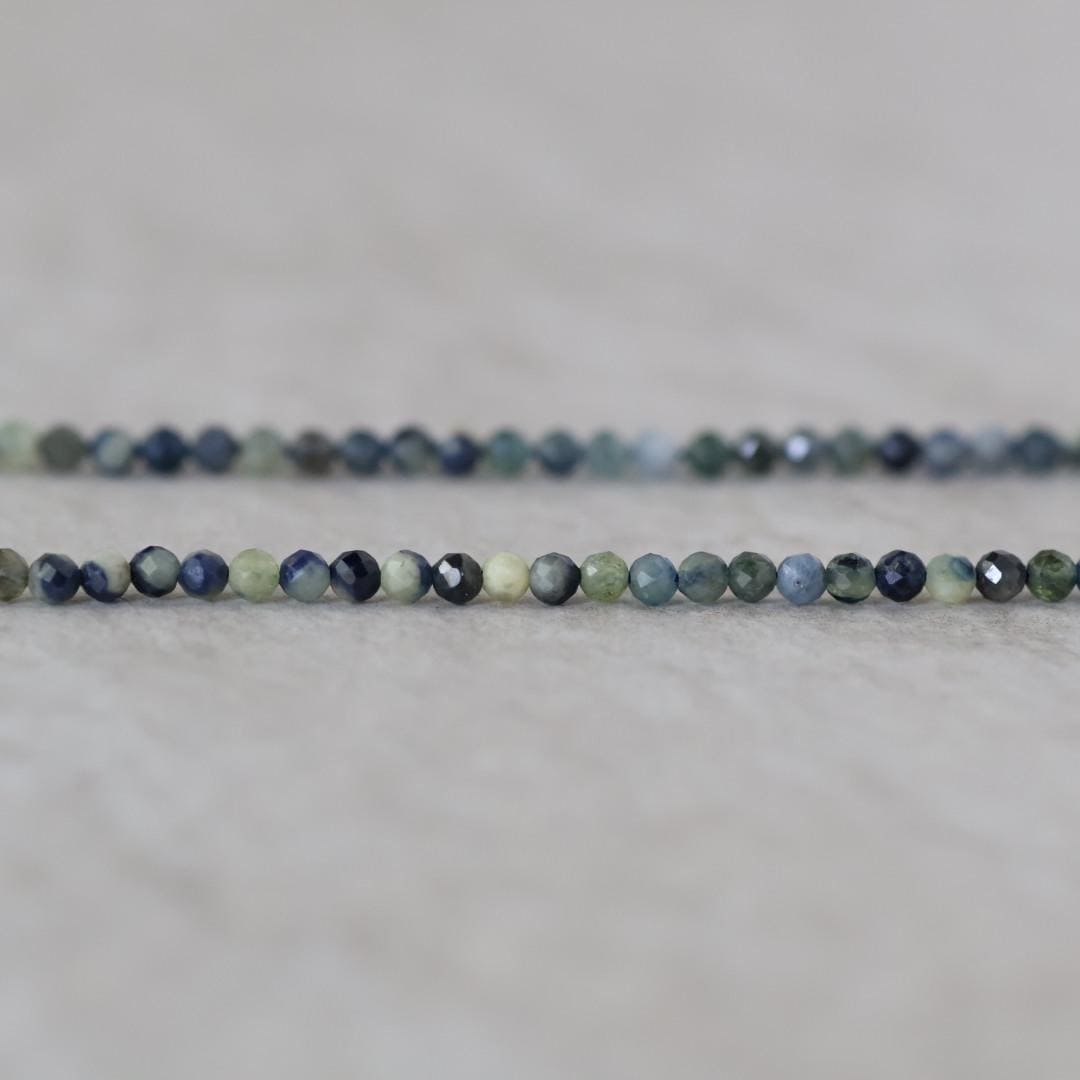 Rare 2.7mm Blue Yellow Sapphire Beads Faceted Round 15" Natural Gemstone for DIY Jewelry Making
