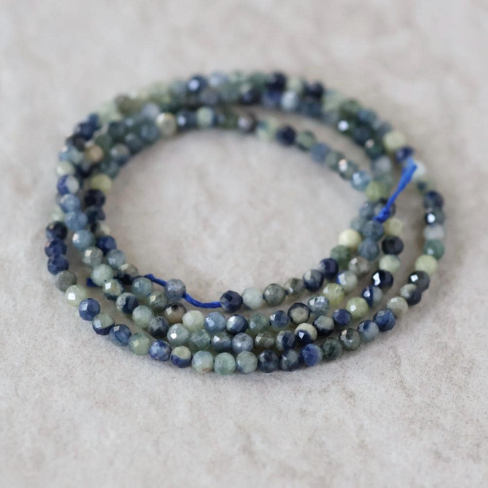 Rare 2.7mm Blue Yellow Sapphire Beads Faceted Round 15" Natural Gemstone for DIY Jewelry Making