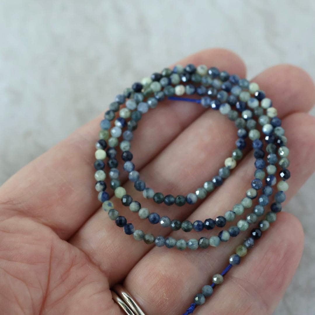 Rare 2.7mm Blue Yellow Sapphire Beads Faceted Round 15" Natural Gemstone for DIY Jewelry Making