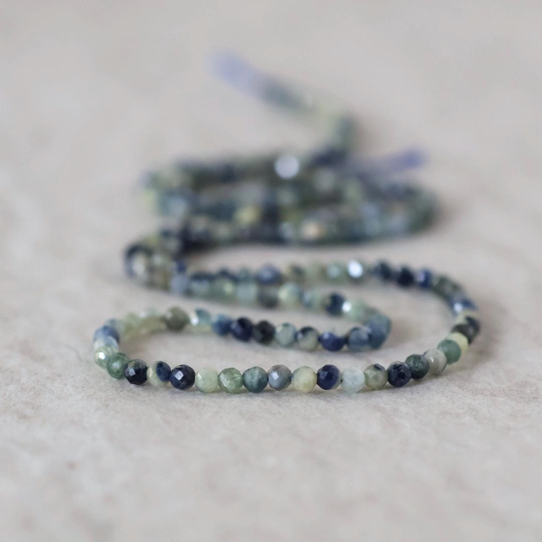 Rare 2.7mm Blue Yellow Sapphire Beads Faceted Round 15" Natural Gemstone for DIY Jewelry Making