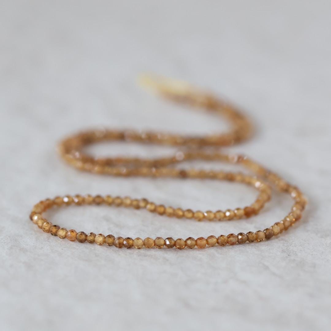 Rare 2mm Topazolite Beads Faceted Yellow Garnet Natural Gemstone for DIY Jewelry Making 15” Strand