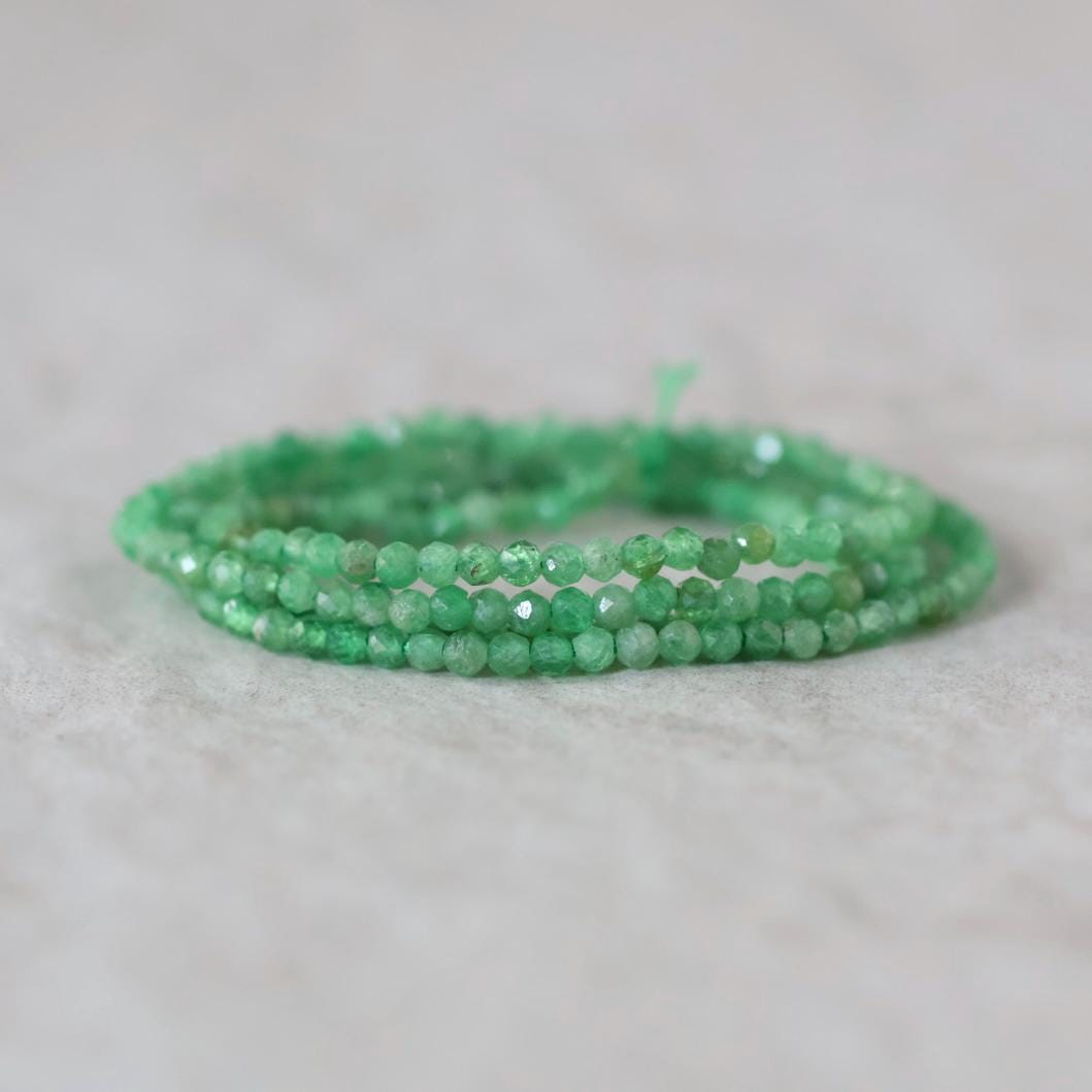 Rare 2mm Tsavorite Garnet Beads Faceted 15" Natural Raw Green Garnet Gemstone for DIY Jewelry Making