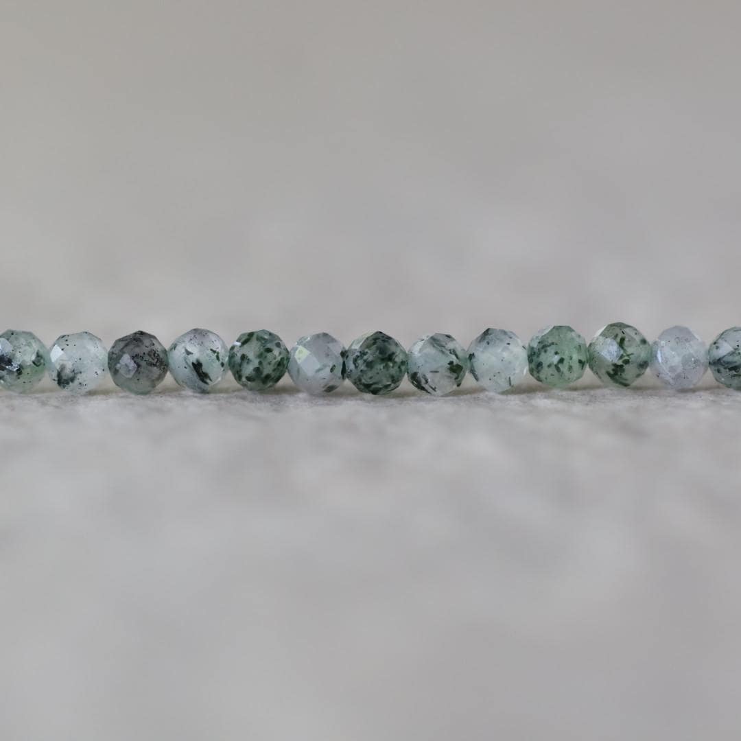 Rare 3.5mm Zoisite Garden Quartz Faceted Beads Round Natural Green Gemstone 15" Strand for DIY Jewelry Making