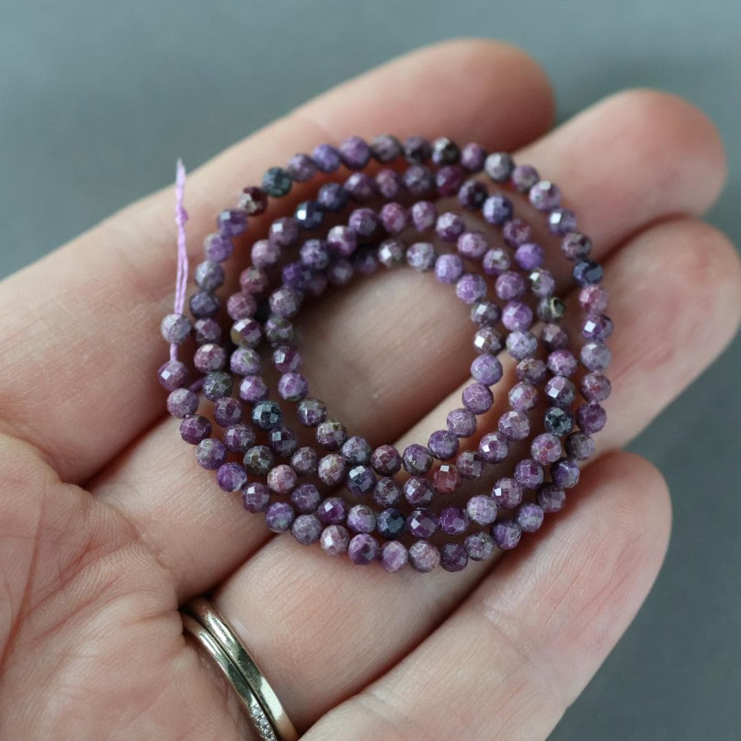 3m Rare Stichtite Faceted Beads 15" Purple Genuine Gemstone Beads Serpentine for Jewelry Making Beading Craft Gift Beads