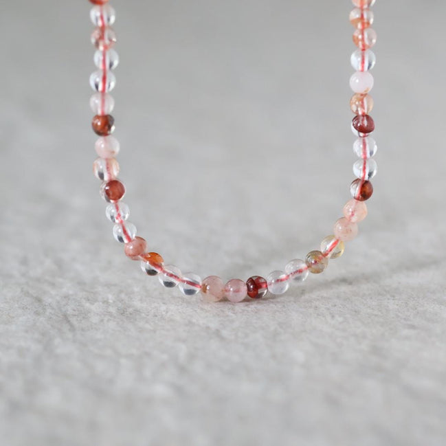 Rare 4mm Red Hematoid Quartz Beads Smooth Round Genuine Clear Quartz Beads 15" Gemstone Beads for Jewelry Making