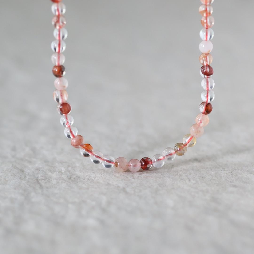 Rare 4mm Red Hematoid Quartz Beads Smooth Round Genuine Clear Quartz Beads 15" Gemstone Beads for Jewelry Making