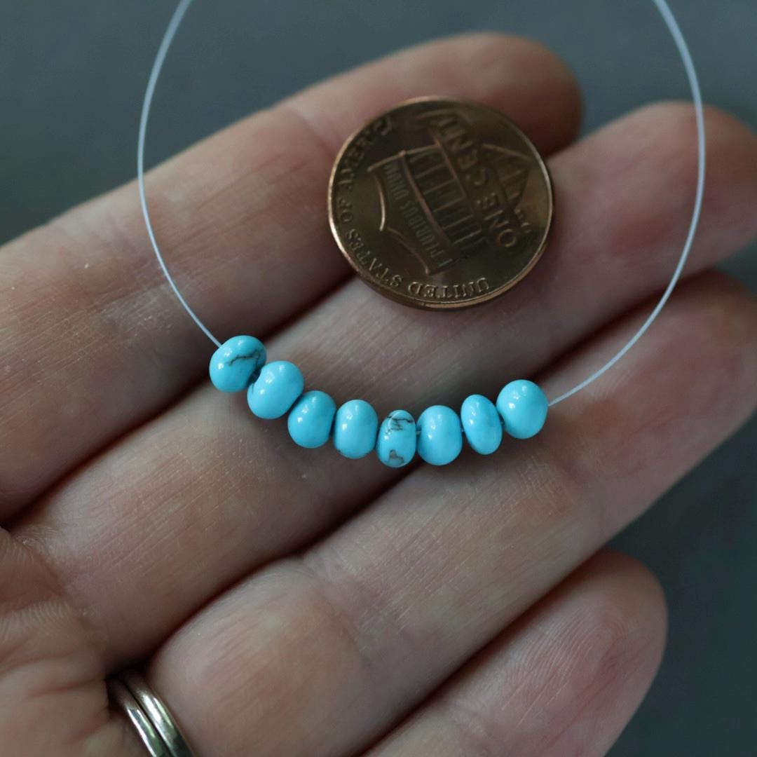 Rare 5mm Egyptian Turquoise Nugget Beads Smooth Natural Rare Turquoise 8 Pcs Gemstone Beads DIY Jewelry Making December Birthstone