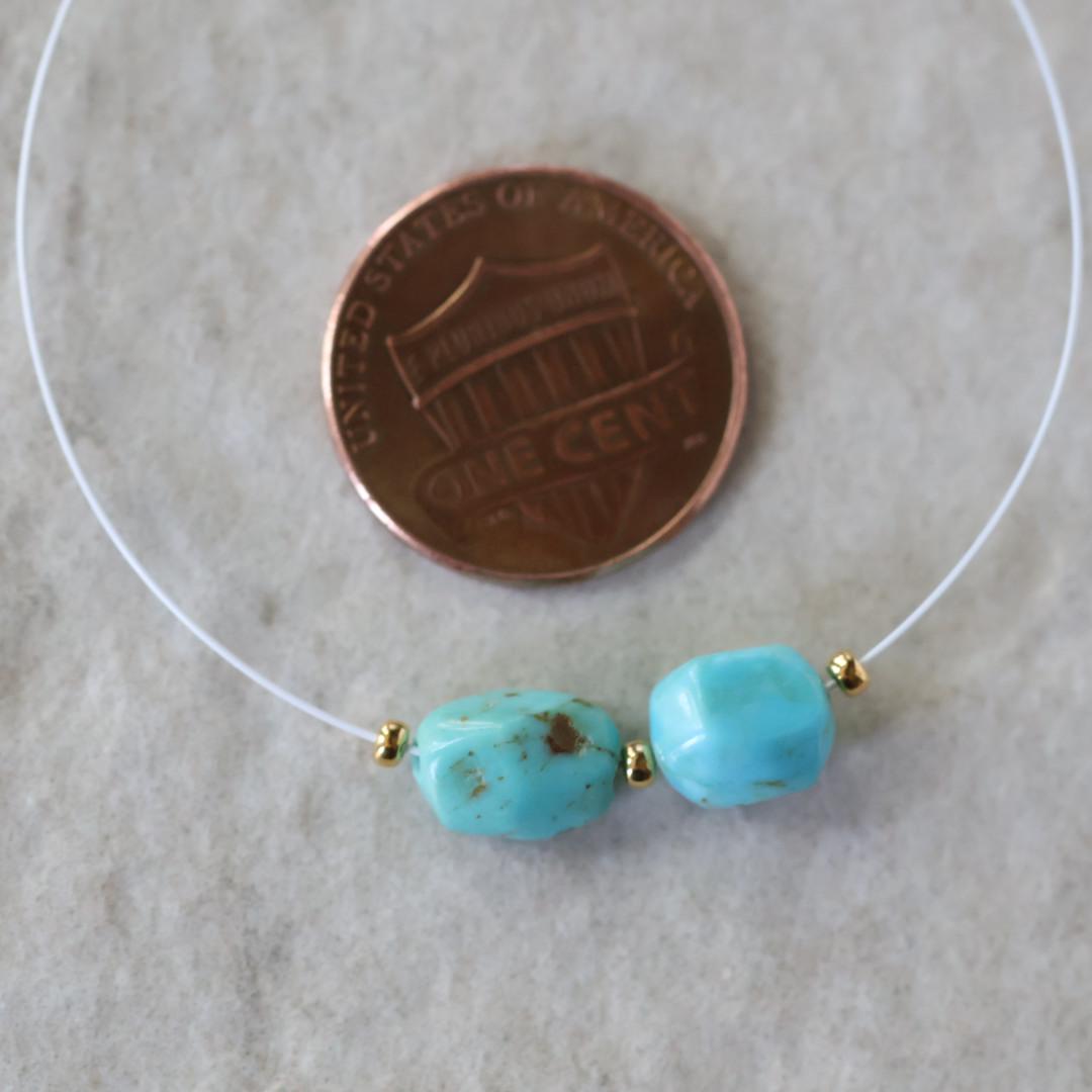 Rare 6mm Mina Maria Turquoise Beads Smooth Nugget 2 Pcs Natural Sonora Mexico Turquoise Gemstone for DIY Jewelry Making