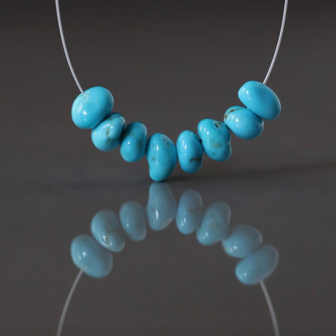 Rare AAA Blue Ridge Orvil Jack Turquoise Nugget Beads Smooth 4-6mm 8 PCs Nevada Turquoise Gemstone Beads DIY Jewelry Making