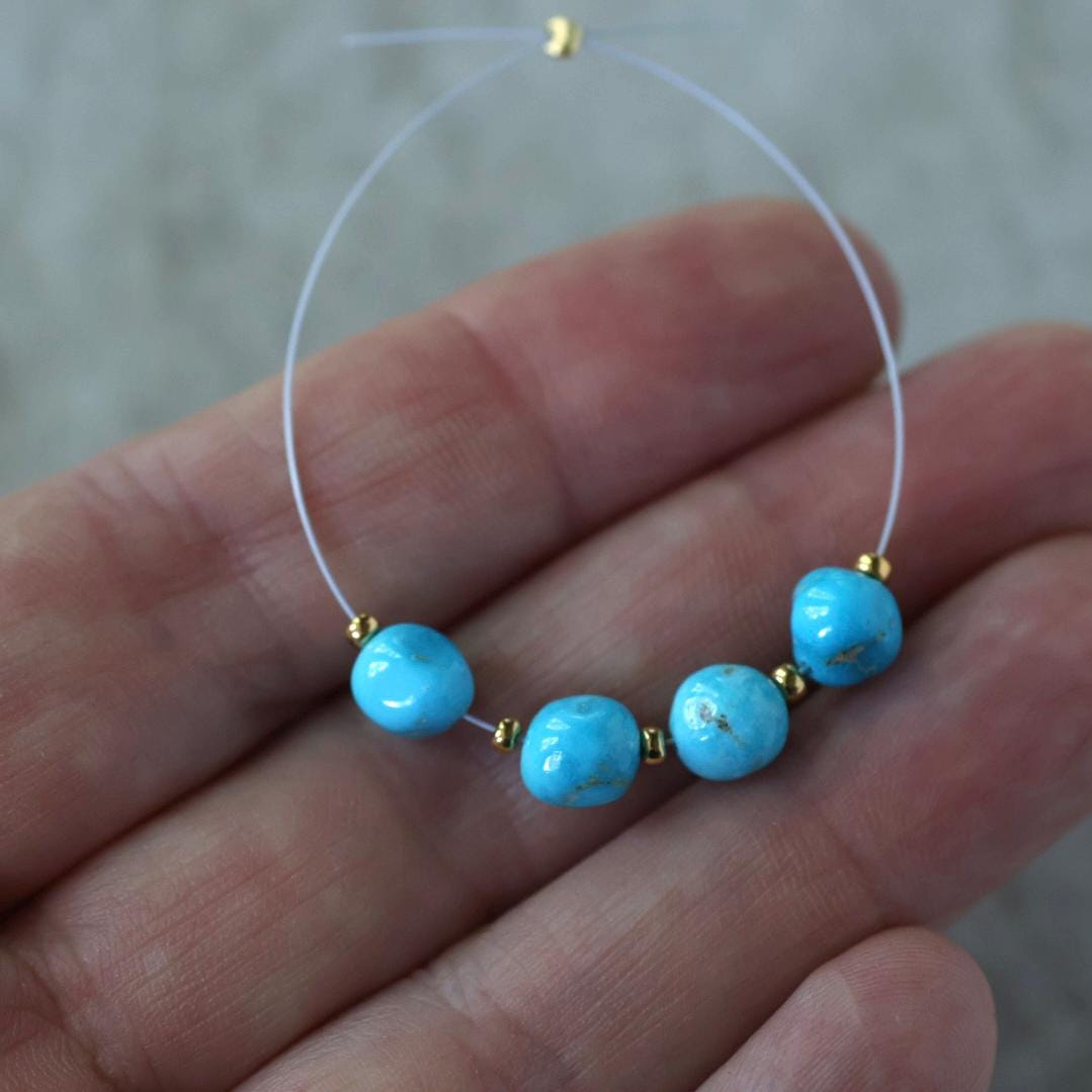 Rare AAA Blue Ridge Orvil Jack Turquoise Nugget Beads Smooth 6mm 4PCs Nevada Turquoise Gemstone Beads DIY Jewelry Making