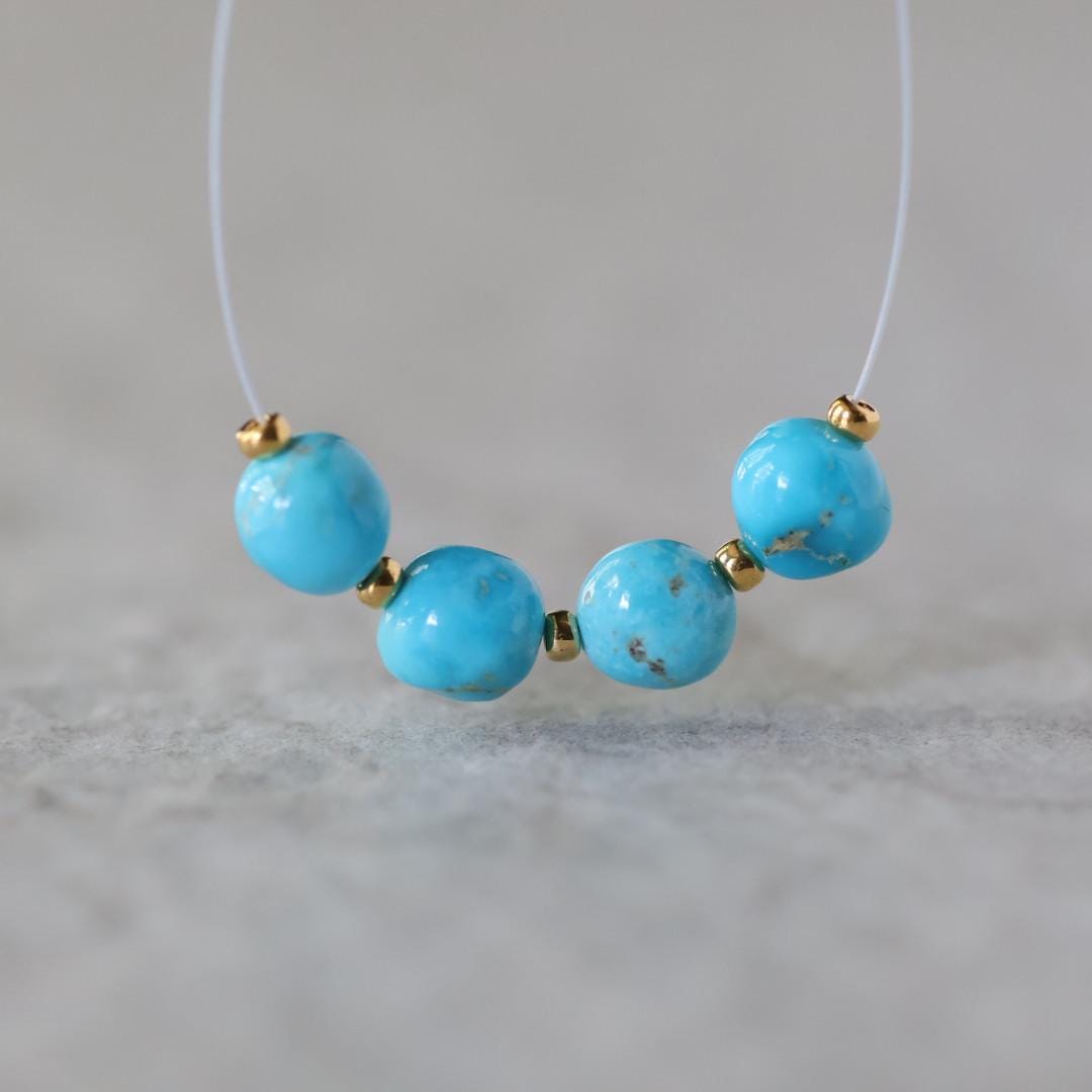 Rare AAA Blue Ridge Orvil Jack Turquoise Nugget Beads Smooth 6mm 4PCs Nevada Turquoise Gemstone Beads DIY Jewelry Making