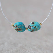 Rare AAA Carico Lake Turquoise Nugget Beads Smooth 7x10mm 2 PCs Nevada Turquoise Gemstone Beads DIY Jewelry Making