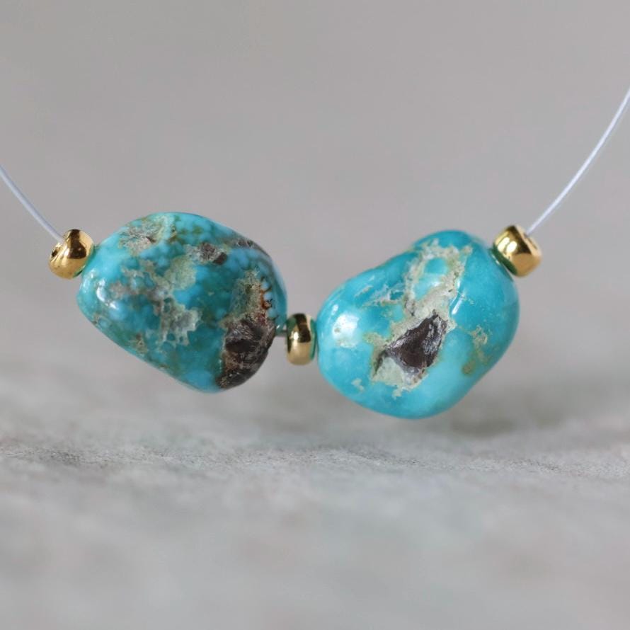 Rare AAA Carico Lake Turquoise Nugget Beads Smooth 7x9mm 2 PCs Nevada Turquoise Gemstone Beads DIY Jewelry Making