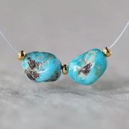 Rare AAA Carico Lake Turquoise Nugget Beads Smooth 7x9mm 2 PCs Nevada Turquoise Gemstone Beads DIY Jewelry Making