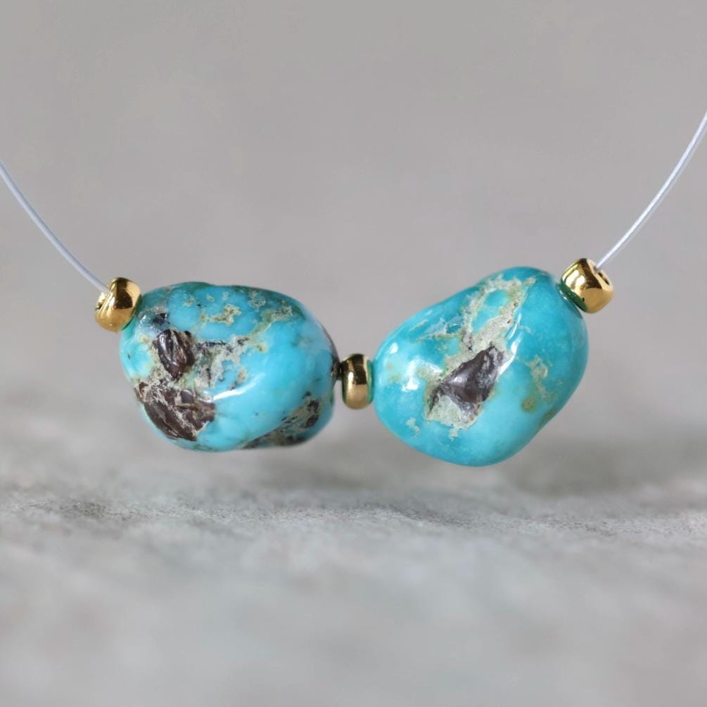 Rare AAA Carico Lake Turquoise Nugget Beads Smooth 7x9mm 2 PCs Nevada Turquoise Gemstone Beads DIY Jewelry Making