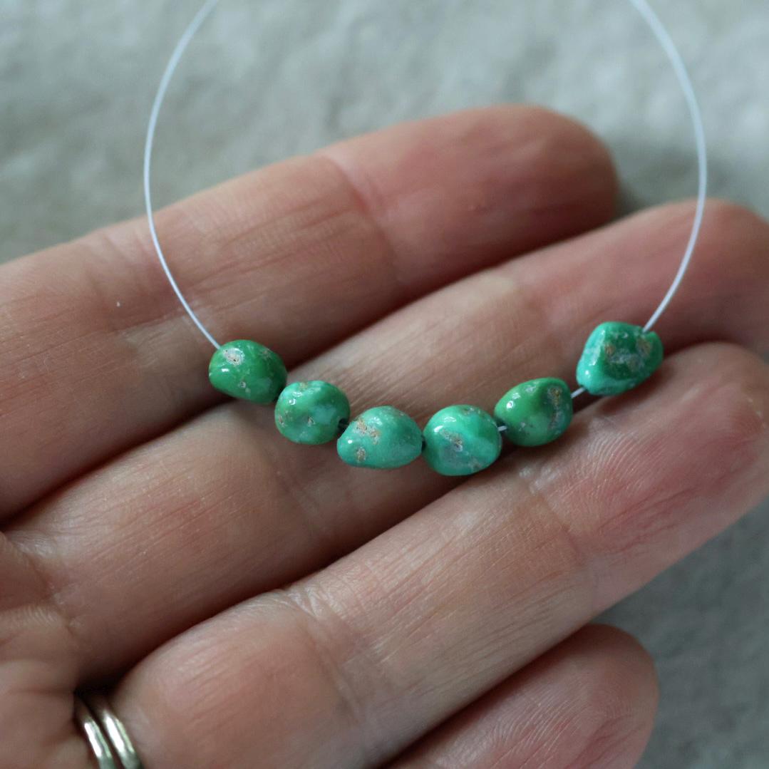 Rare AAA Emerald Valley Turquoise Nugget Beads Smooth 5-6mm 6 PCs Nevada Turquoise Gemstone Beads DIY Jewelry Making
