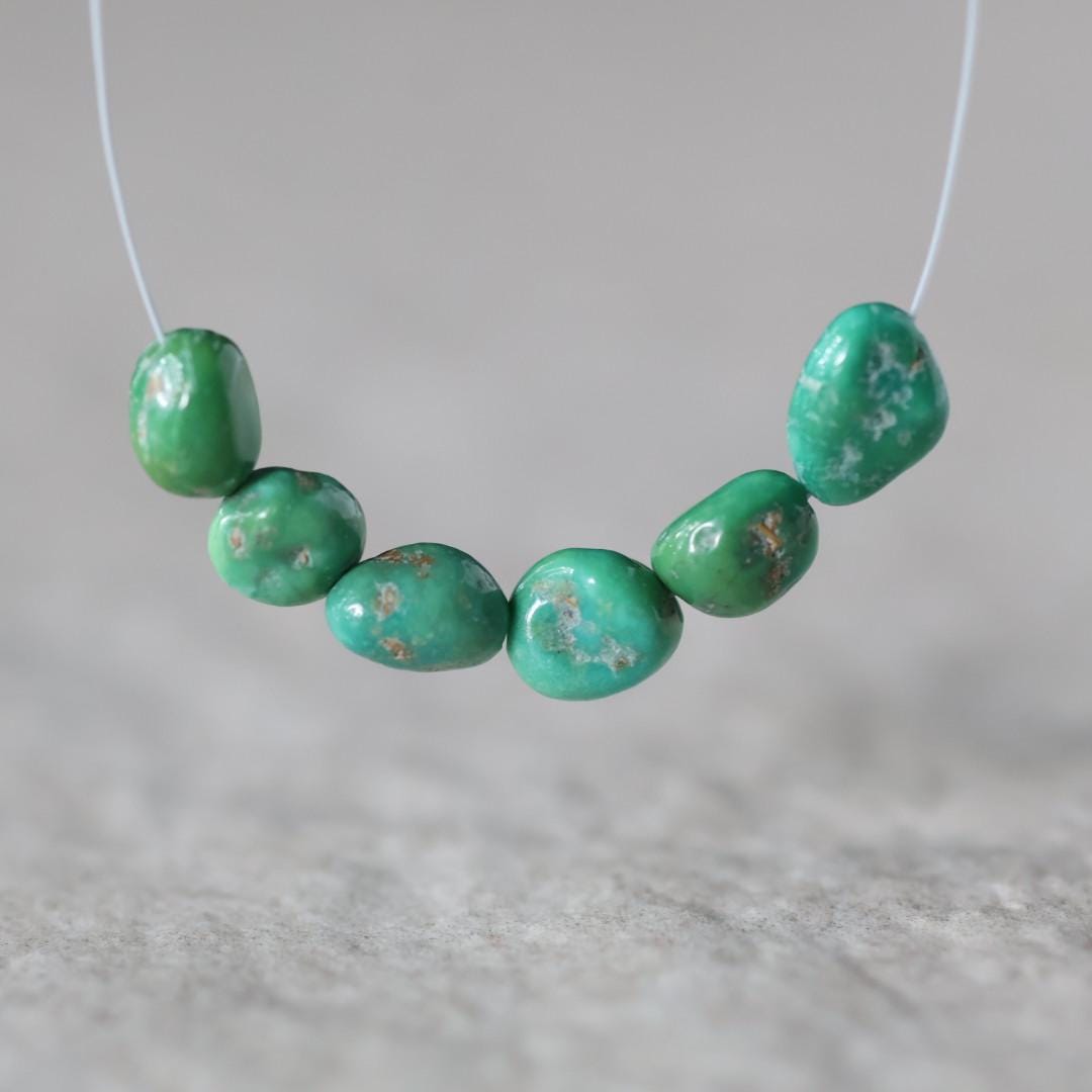 Rare AAA Emerald Valley Turquoise Nugget Beads Smooth 5-6mm 6 PCs Nevada Turquoise Gemstone Beads DIY Jewelry Making