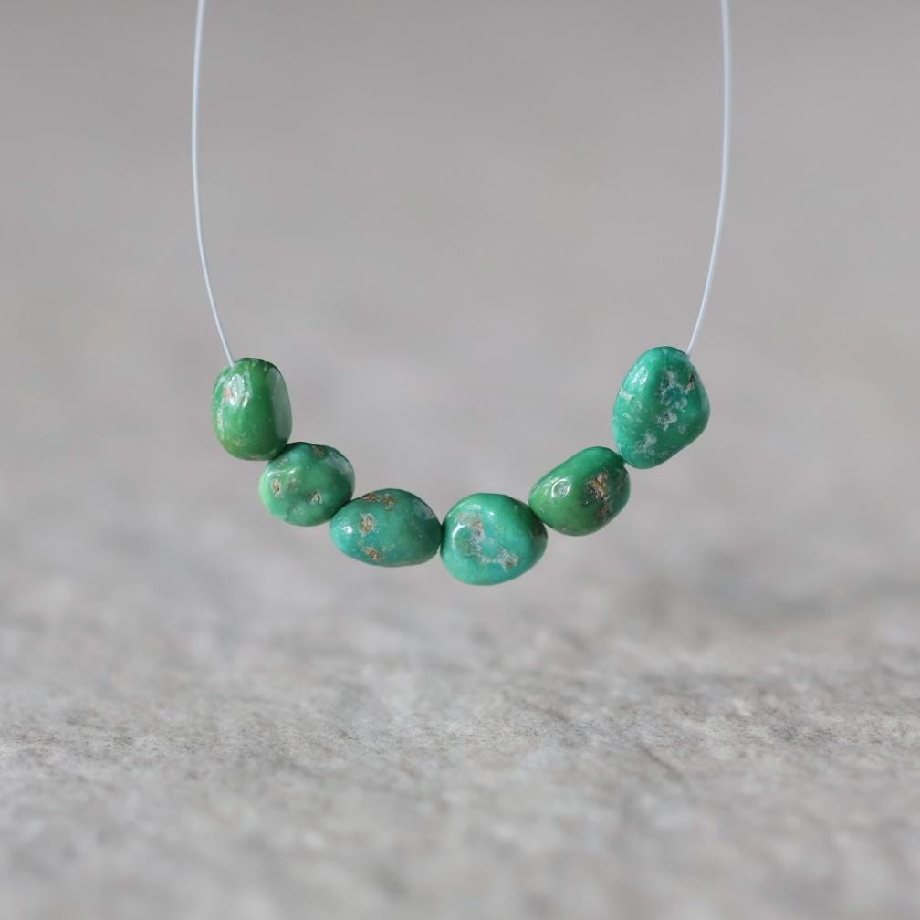 Rare AAA Emerald Valley Turquoise Nugget Beads Smooth 5-6mm 6 PCs Nevada Turquoise Gemstone Beads DIY Jewelry Making
