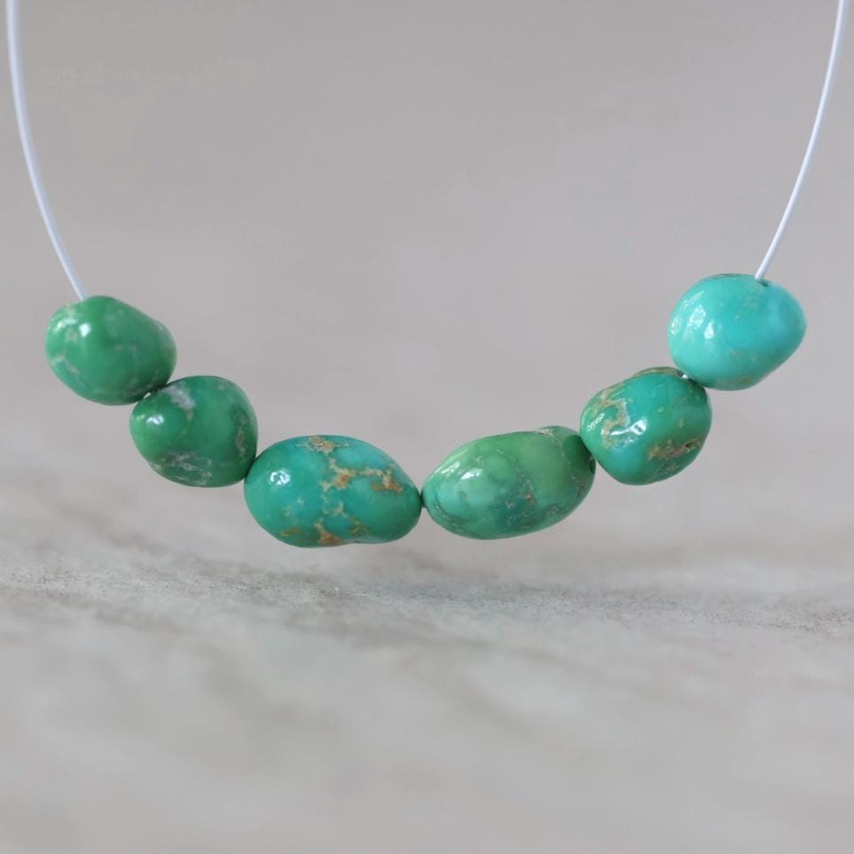 Rare AAA Emerald Valley Turquoise Nugget Beads Smooth 5-6mm 6 PCs Nevada Turquoise Gemstone Beads DIY Jewelry Making