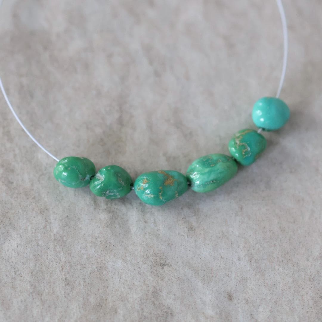 Rare AAA Emerald Valley Turquoise Nugget Beads Smooth 5-6mm 6 PCs Nevada Turquoise Gemstone Beads DIY Jewelry Making