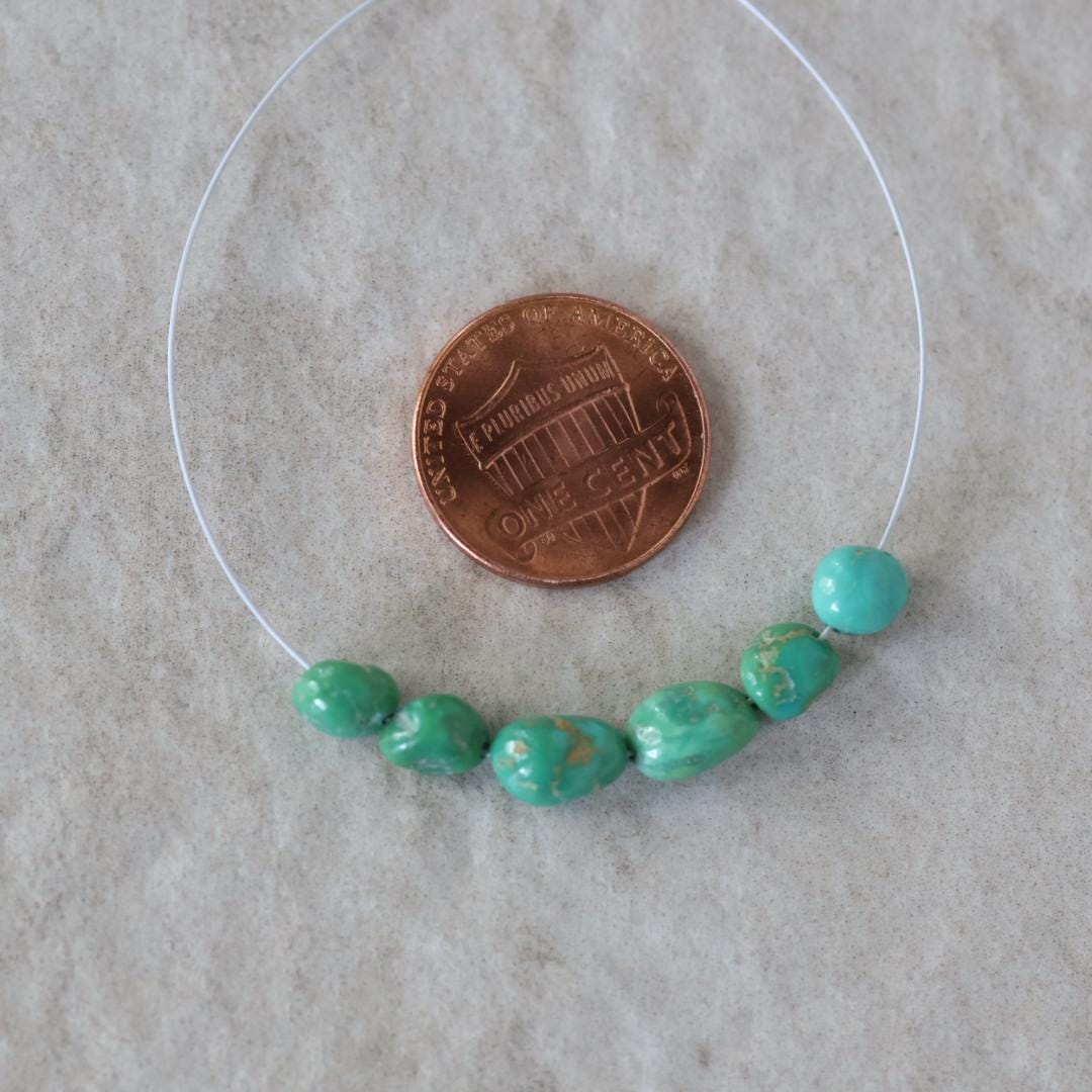 Rare AAA Emerald Valley Turquoise Nugget Beads Smooth 5-6mm 6 PCs Nevada Turquoise Gemstone Beads DIY Jewelry Making