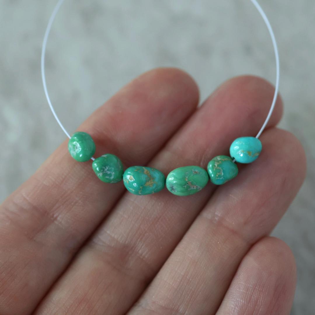 Rare AAA Emerald Valley Turquoise Nugget Beads Smooth 5-6mm 6 PCs Nevada Turquoise Gemstone Beads DIY Jewelry Making