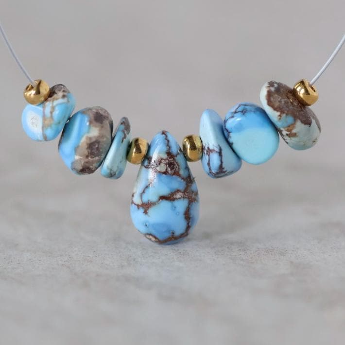 Rare AAA Golden Hills Turquoise Briolette Beads Smooth Teardrops Drops Kazakhstan Lavender Turquoise Gemstone Beads DIY Jewelry Making