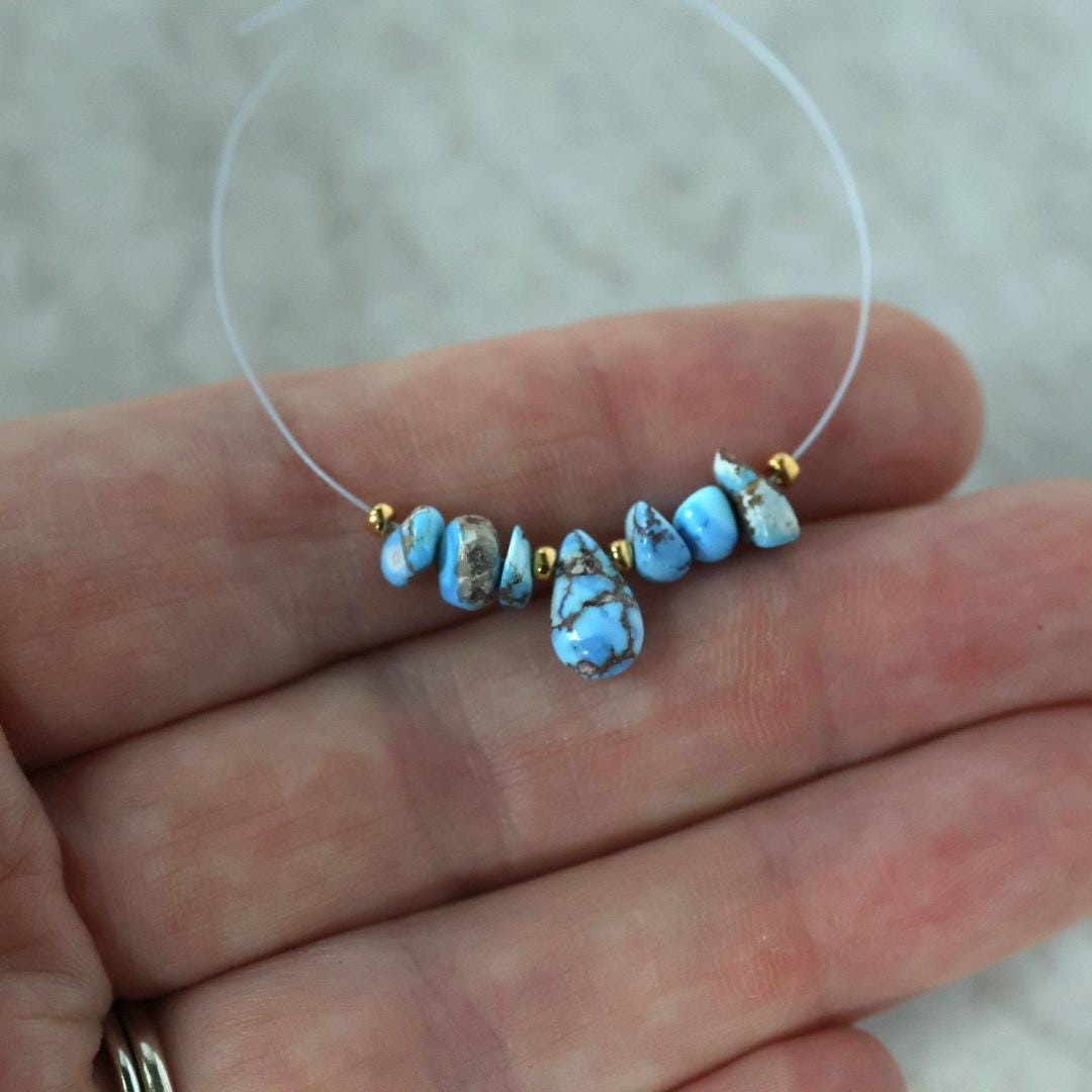 Rare AAA Golden Hills Turquoise Briolette Beads Smooth Teardrops Drops Kazakhstan Lavender Turquoise Gemstone Beads DIY Jewelry Making