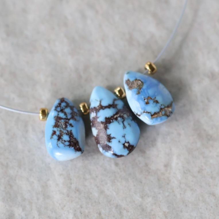 Rare AAA Golden Hills Turquoise Briolette Beads Smooth Teardrops Drops Kazakhstan Lavender Turquoise Gemstone Beads DIY Jewelry Making