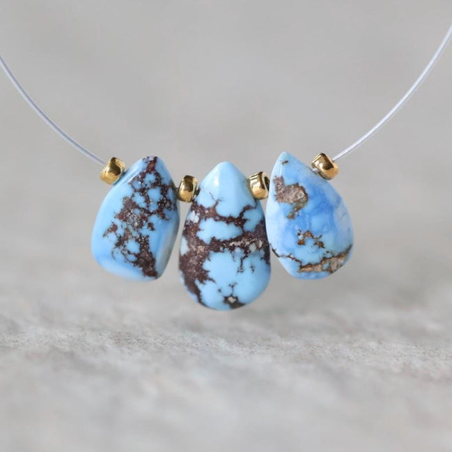 Rare AAA Golden Hills Turquoise Briolette Beads Smooth Teardrops Drops Kazakhstan Lavender Turquoise Gemstone Beads DIY Jewelry Making