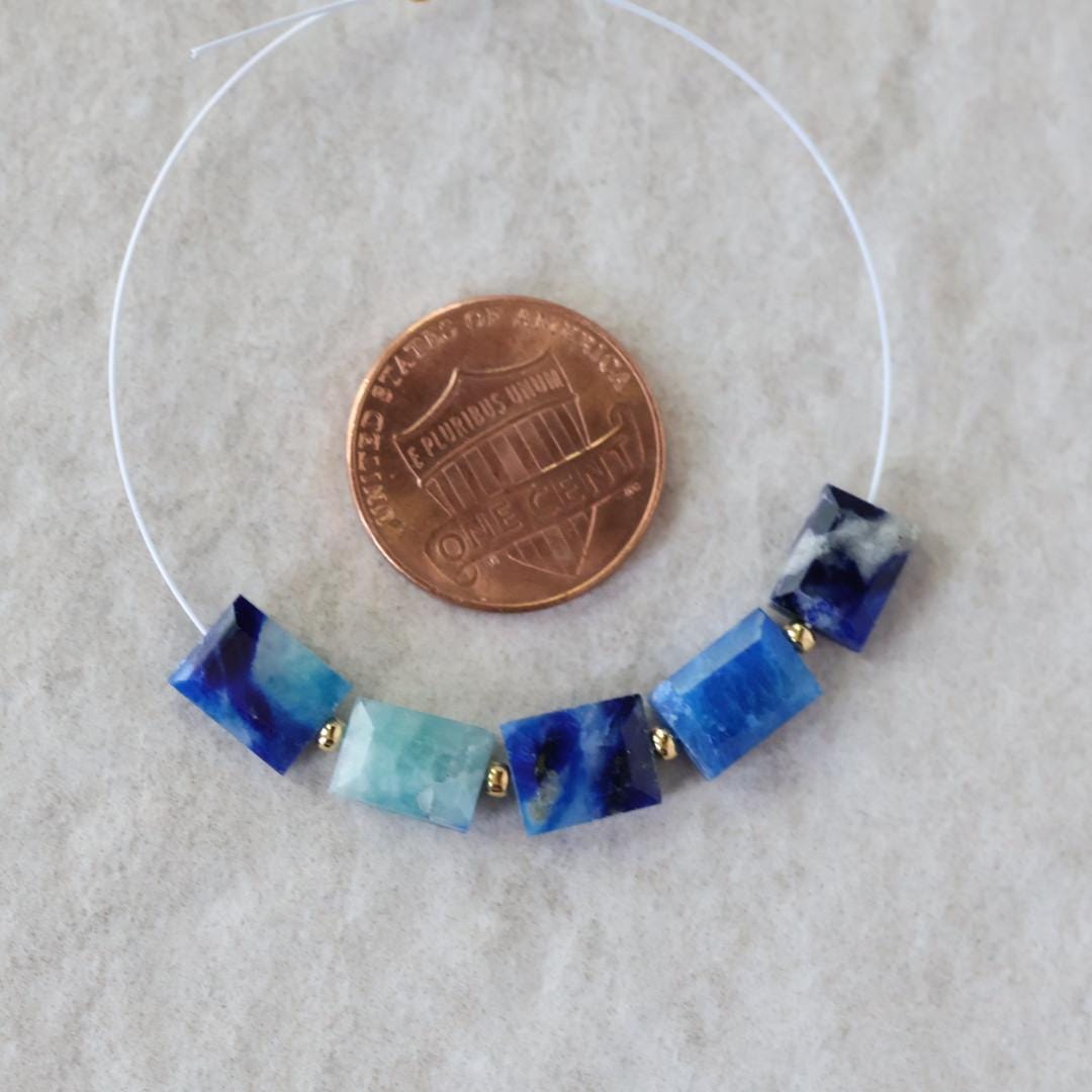 Rare Afghanite Rectangle Beads Faceted Baguette Natural Blue Gemstone 6x8mm 5 Pcs For DIY Jewelry Making