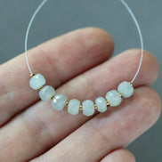 Rare Aqua Blue Sapphire Beads Faceted Rondelle 5.5mm Gray Natural Sapphire 8 PCs Genuine Gemstone Beads for DIY Jewelry Making Supplies