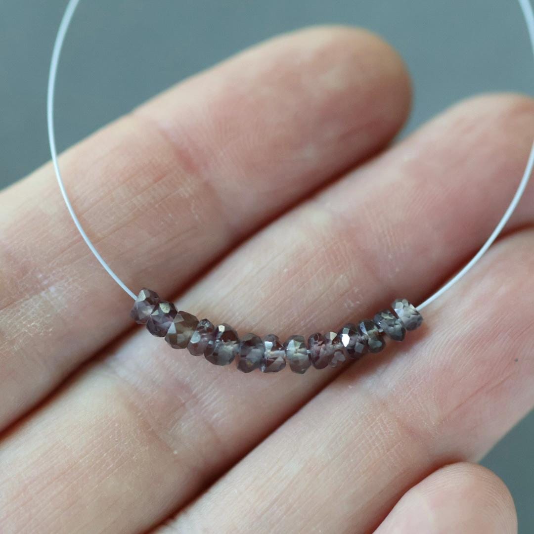 Rare Brown Sapphire Beads Faceted Rondelle 3-3.5mm Natural Sapphire 1” Genuine Gemstone Beads for DIY Jewelry Making Supplies