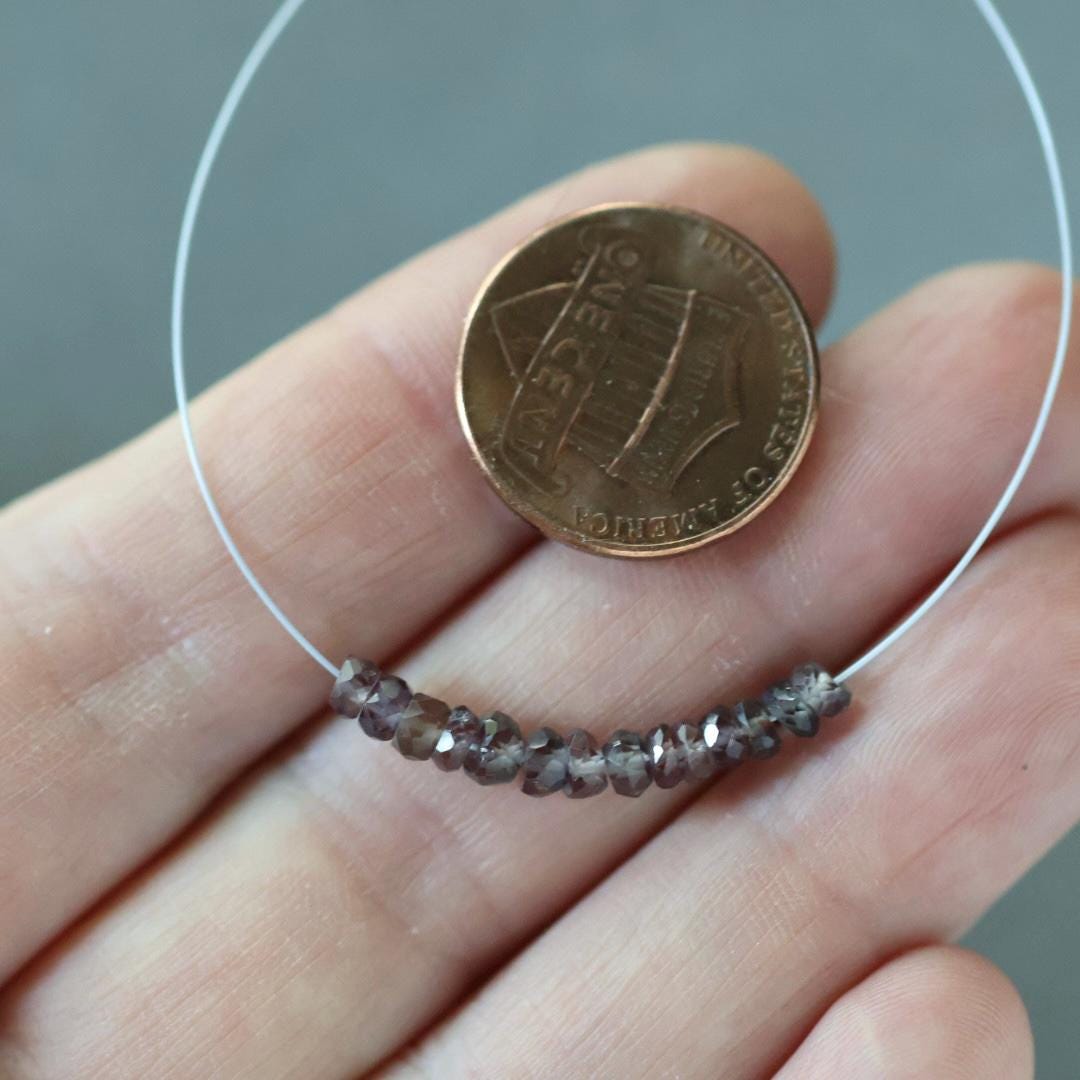 Rare Brown Sapphire Beads Faceted Rondelle 3-3.5mm Natural Sapphire 1” Genuine Gemstone Beads for DIY Jewelry Making Supplies