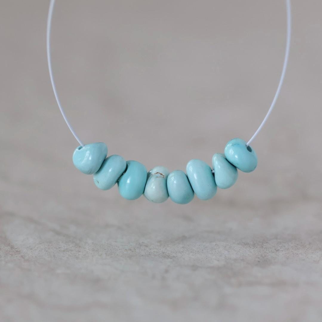 Rare Ethereal Sky Blue Lone Mountain Turquoise Nugget Beads Smooth 5-6mm 8 PCs Nevada Turquoise Gemstone Beads DIY Jewelry Making