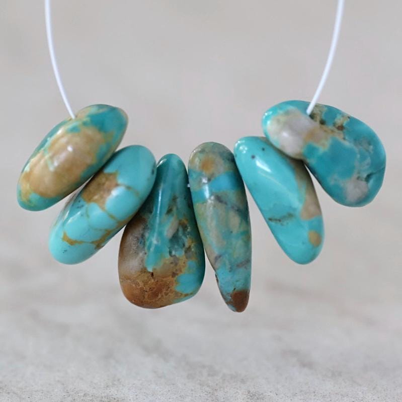 Rare Fox Nevada Turquoise Chip Beads Petal Nuggets Smooth 12-14mm 6 PCs Gemstone Beads DIY Jewelry Making December Birthstone